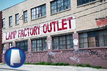 a lamp factory outlet store - with Alabama icon