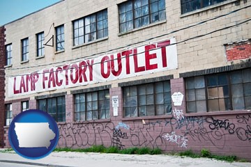 a lamp factory outlet store - with Iowa icon