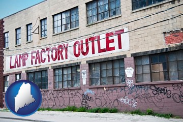 a lamp factory outlet store - with Maine icon