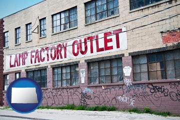 a lamp factory outlet store - with North Dakota icon