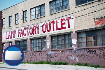 a lamp factory outlet store - with Pennsylvania icon