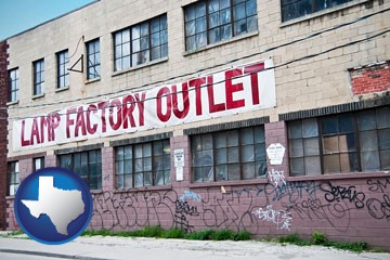 a lamp factory outlet store - with Texas icon